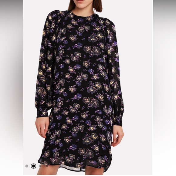 GANNI Floral Georgette Mini Dress - Picture 3 of 5